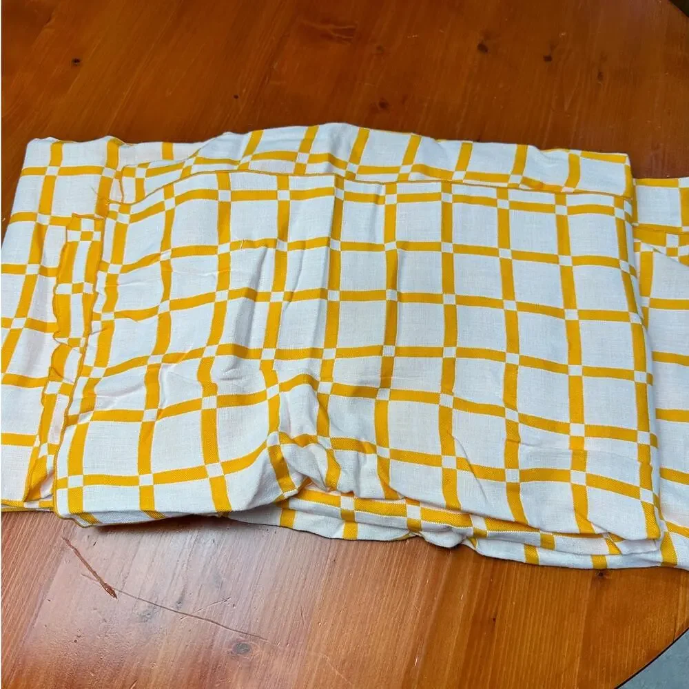 Vintage Rectangular Orange and White Woven Checkered Reversible Tablecloth